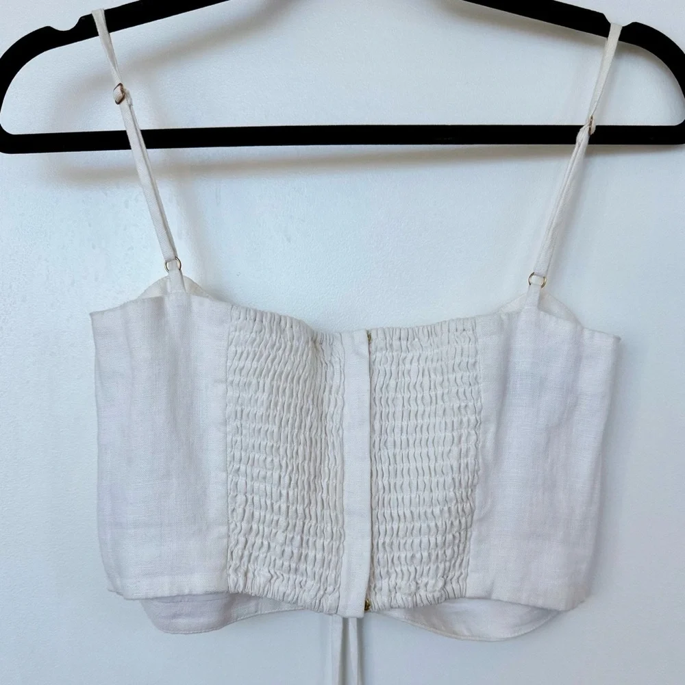 Cara Cara Cream Ruched Tie Front Crop Top - Picture 3 of 8